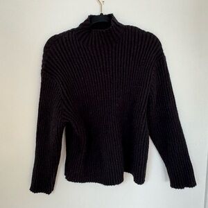 Black Ribbed Mock Neck Women’s Sweater